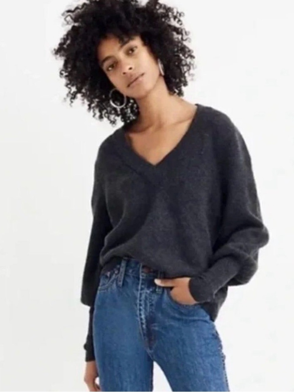 NWT Madewell V-Neck Balloon Sleeve Sweater